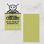 ヤーンの名刺が付いているかぎ針編みホックのスカル 名刺 (正面/裏面)