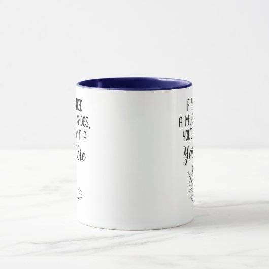 ヤーンの店のおもしろいな編み物及びかぎ針編み マグカップ (中央)