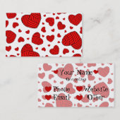 ヤーンの水玉模様のハート形の球(赤い) 名刺 (正面/裏面)