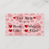 ヤーンの水玉模様のハート形の球(赤及びピンク) 名刺 (裏面)