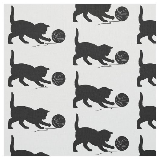 ヤーンの球と遊んでいる猫 ファブリック (見本)