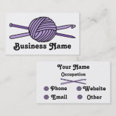 ヤーンの紫色の球(ニット及びかぎ針編み) 名刺 (正面/裏面)