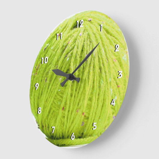 ヤーンの緑の球-編み物は柱時計に番号を付けました ラージ壁時計 (傾斜)