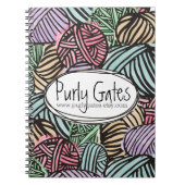 ヤーンの編み物のかぎ針編みのカラフルな落書きの球 ノートブック (正面)