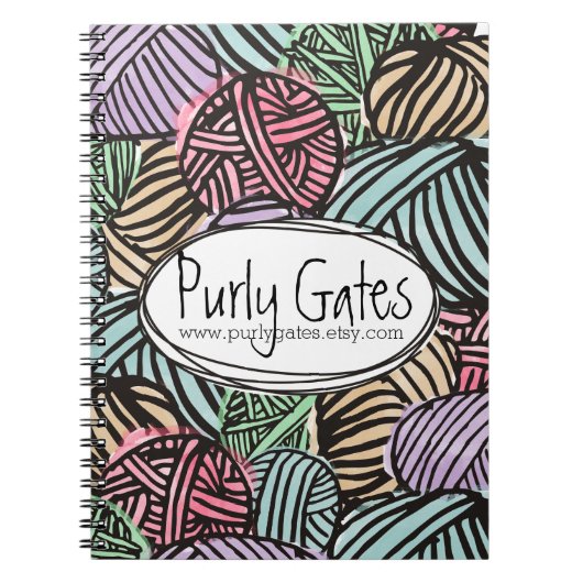 ヤーンの編み物のかぎ針編みのカラフルな落書きの球 ノートブック (正面)