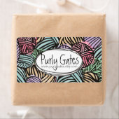 ヤーンの編み物のかぎ針編みのカラフルな落書きの球 ラベル (インサイチュ)