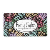 ヤーンの編み物のかぎ針編みのカラフルな落書きの球 ラベル (正面)