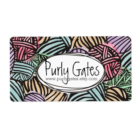 ヤーンの編み物のかぎ針編みのカラフルな落書きの球 ラベル (正面)