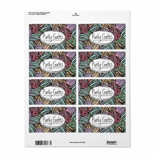 ヤーンの編み物のかぎ針編みのカラフルな落書きの球 ラベル (フルシート)