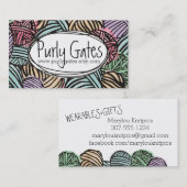 ヤーンの編み物のかぎ針編みのカラフルな落書きの球 名刺 (正面/裏面)