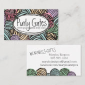 ヤーンの編み物のかぎ針編みのカラフルな落書きの球 名刺 (正面/裏面)