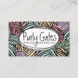 ヤーンの編み物のかぎ針編みのカラフルな落書きの球 名刺