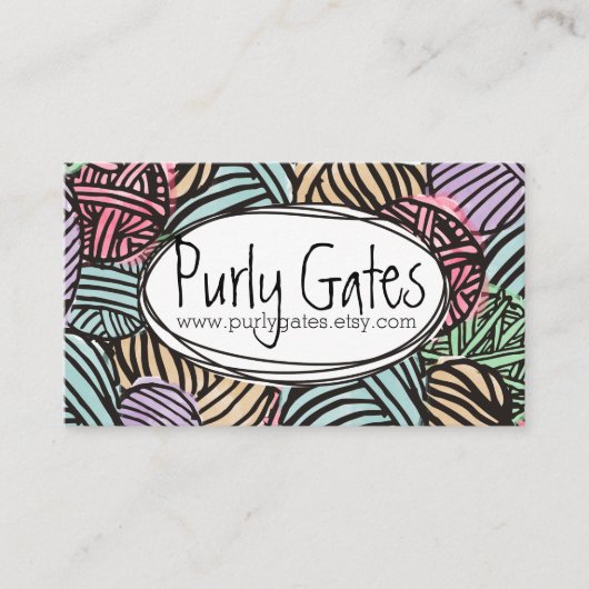 ヤーンの編み物のかぎ針編みのカラフルな落書きの球 名刺 (正面)