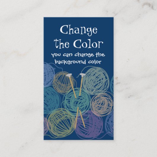 ヤーンの編み物針の名刺のカラフルな球 名刺 (正面)