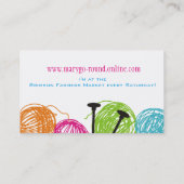 ヤーンの編み物針の編機械のカラフルな球 名刺 (裏面)