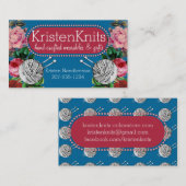 ヤーンの編み物針の編機械のヴィンテージのバラ 名刺 (正面/裏面)