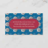 ヤーンの編み物針の編機械のヴィンテージのバラ 名刺 (裏面)