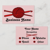ヤーンの赤い球(ニット及びかぎ針編み) 名刺 (正面/裏面)