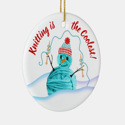 ヤーンの雪だるまの編み物針のクリスマスのオーナメント セラミックオーナメント (右)