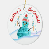 ヤーンの雪だるまの編み物針のクリスマスのオーナメント セラミックオーナメント (左)