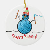 ヤーンの雪だるまの編み物針のクリスマスツリー セラミックオーナメント (正面)