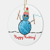 ヤーンの雪だるまの編み物針のクリスマスツリー セラミックオーナメント (左)