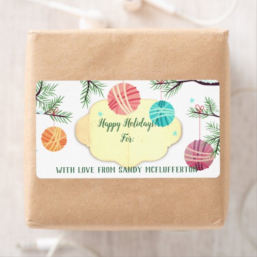 ヤーンオーナメント編み物クロチェットクリスマスステッカー ラベル (インサイチュ)