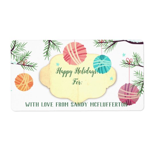 ヤーンオーナメント編み物クロチェットクリスマスステッカー ラベル (正面)