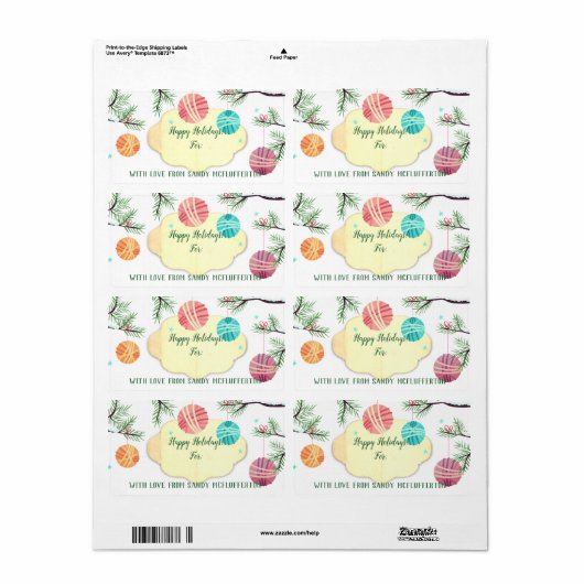 ヤーンオーナメント編み物クロチェットクリスマスステッカー ラベル (フルシート)