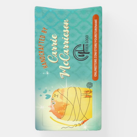 ヤーンキャットクロシェ編み物ホームズプンクラフトショー 横断幕 (縦)