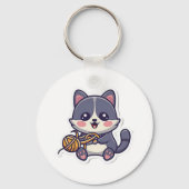 ヤーンクラシックTシャツ付き可愛い猫 キーホルダー (正面)