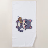 ヤーンクラシックTシャツ付き可愛い猫 ビーチタオル (正面)