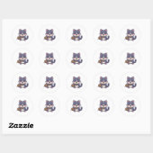 ヤーンクラシックTシャツ付き可愛い猫 ラウンドシール (シート)