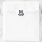 ヤーンクラシックTシャツ付き可愛い猫 ラウンドシール (バッグ)