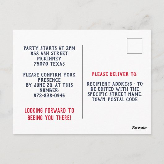 ヤーンクラフト7月愛国独立記念日 ポストカード (裏面)