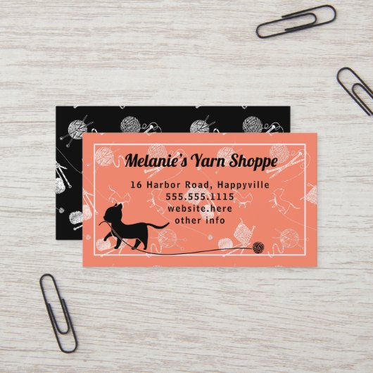 ヤーンショップキャット編み物名刺 名刺 (正面/裏面インサイチュ)