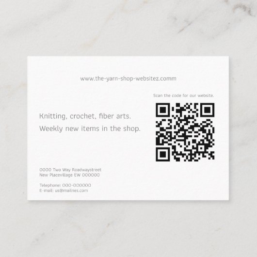 ヤーンショップQRコード写真糸編み物クロシェ毛糸 名刺 (裏面)