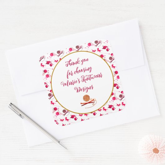 ヤーンセラー繊維アーツありがとうメッセージ スクエアシール (封筒)