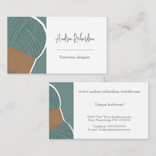 ヤーンセージ羊毛編み物手作り 名刺 (正面/裏面)