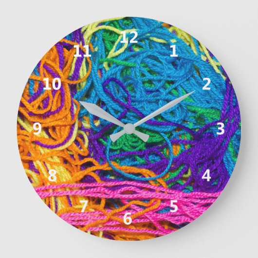 ヤーンタングルズクロシェ編み物工芸品写真 ラージ壁時計 (正面)