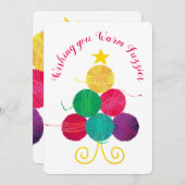 ヤーンツリーのボール編み物クロシェのクリスマスカード シーズンカード (正面/裏面)