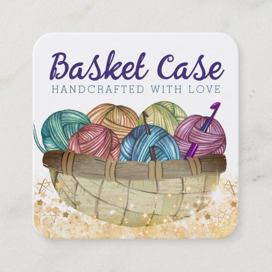 ヤーンバスケット編み針ホーメスプーン工芸品 スクエア名刺 (正面)