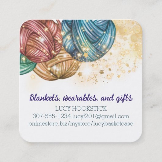 ヤーンバスケット編み針ホーメスプーン工芸品 スクエア名刺 (裏面)