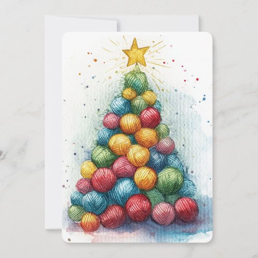 ヤーンボールクリスマスツリーニッターの水色 シーズンカード (正面)