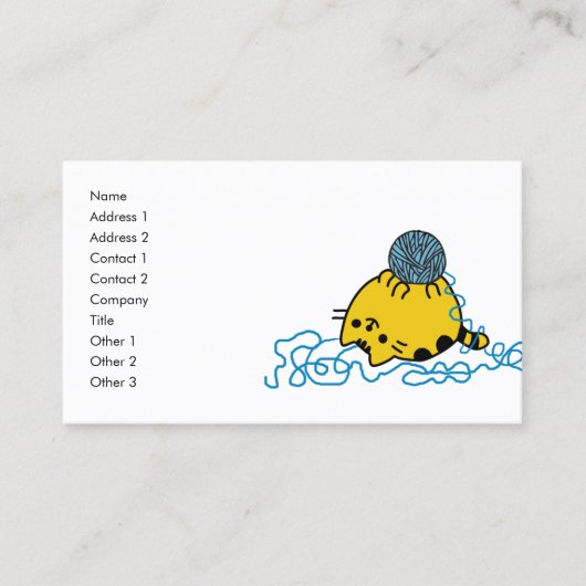 ヤーンボール名札付き可愛い漫画子猫 名刺 (正面)