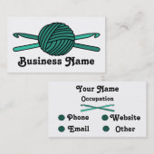 ヤーン及びかぎ針編みホックのターコイズの球 名刺 (正面/裏面)