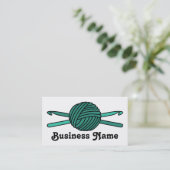 ヤーン及びかぎ針編みホックのターコイズの球 名刺 (スタンド正面)