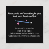 ヤーン工芸品クロシェ針ハート スクエア名刺 (裏面)