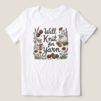 ヤーン欲しさに編み物します 羊 トライブレンドTシャツ