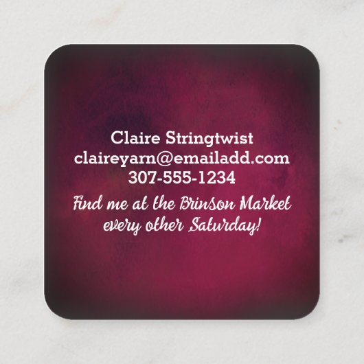 ヤーン編み機編み物クロチェットホームズパン工芸品バス スクエア名刺 (裏面)